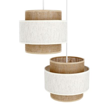 Lampadario sospeso su cavo BOHO 2xE27/60W/230V crema/iuta