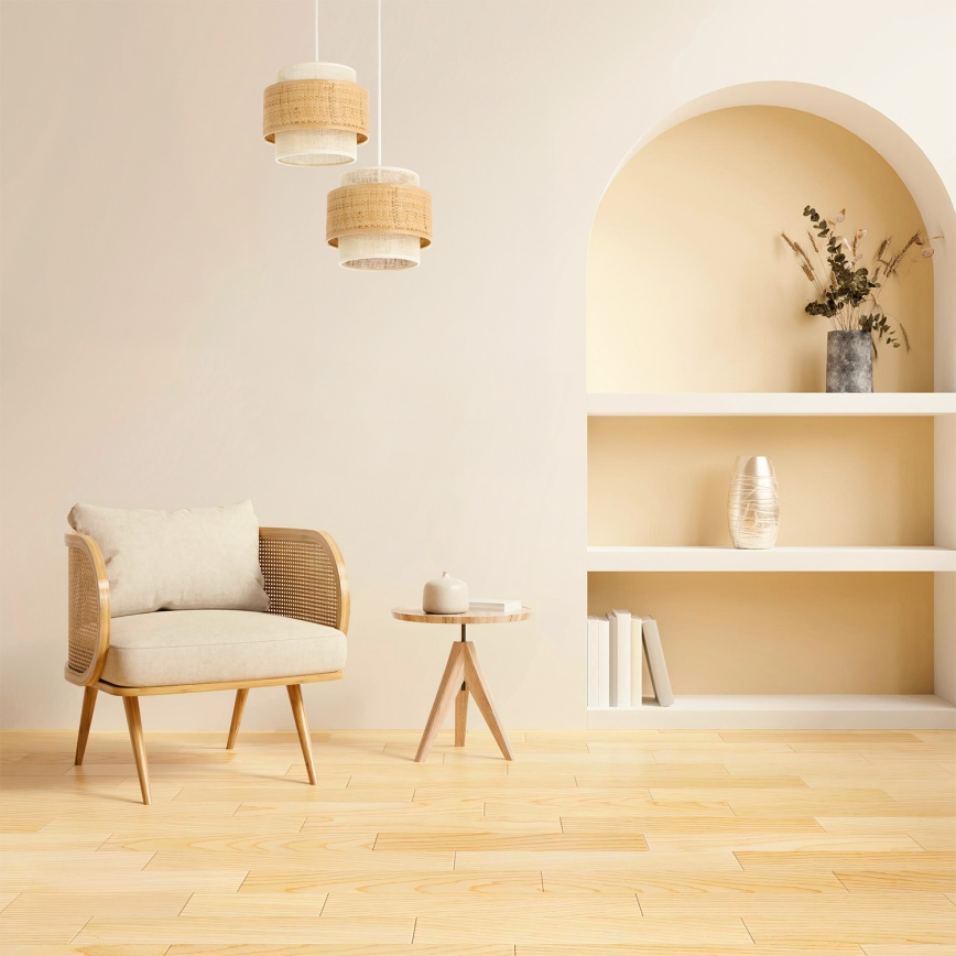 Lampadario sospeso su cavo BOHO 2xE27/60W/230V iuta/crema