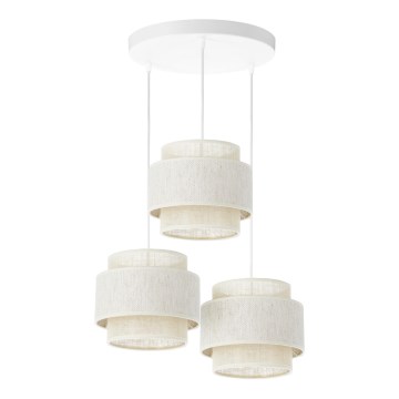 Lampadario sospeso su cavo BOHO 3xE27/60W/230V crema/iuta