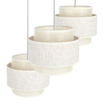 Lampadario sospeso su cavo BOHO 3xE27/60W/230V crema/iuta