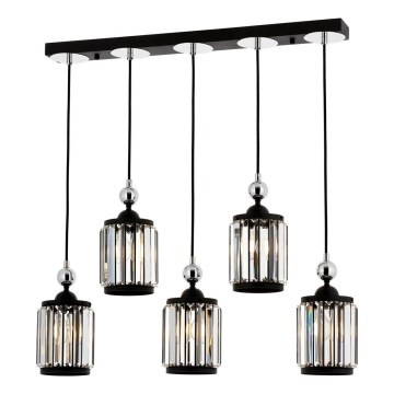 Lampadario sospeso su cavo CRYSTALLINE 5xE27/40W/230V nero