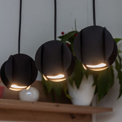 Lampadario sospeso su cavo GAMBIT 4x GU10/10W/230V, nero