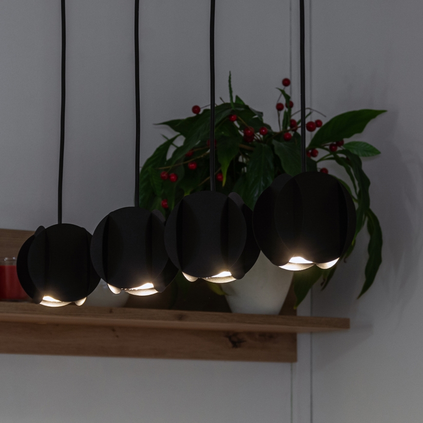 Lampadario sospeso su cavo GAMBIT 4x GU10/10W/230V, nero