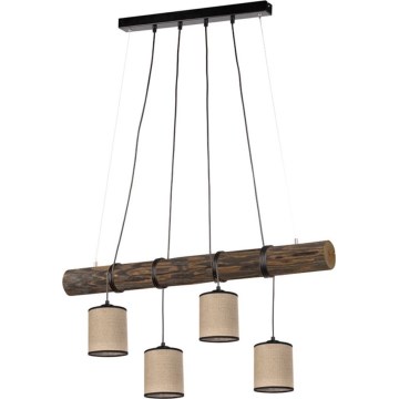 Lampadario sospeso su cavo NEGRO 4xE27/25W/230V pino