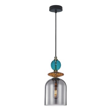 Lampadario sospeso su cavo TROPEA 1xE27/15W/230V nero/blu fumé/beige
