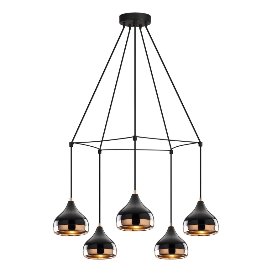 Lampadario sospeso su cavo YILDO 5xE27/40W/230V nero/ramato