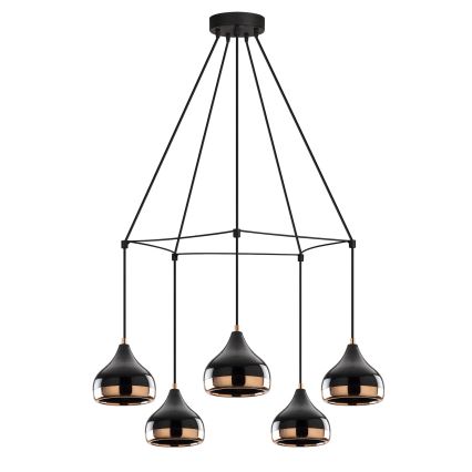 Lampadario sospeso su cavo YILDO 5xE27/40W/230V nero/ramato