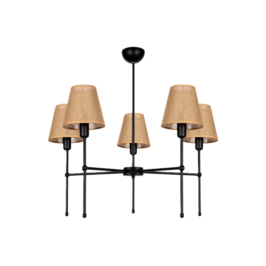 Lampadario su asta MADELA 5xE14/40W/230V iuta/nero