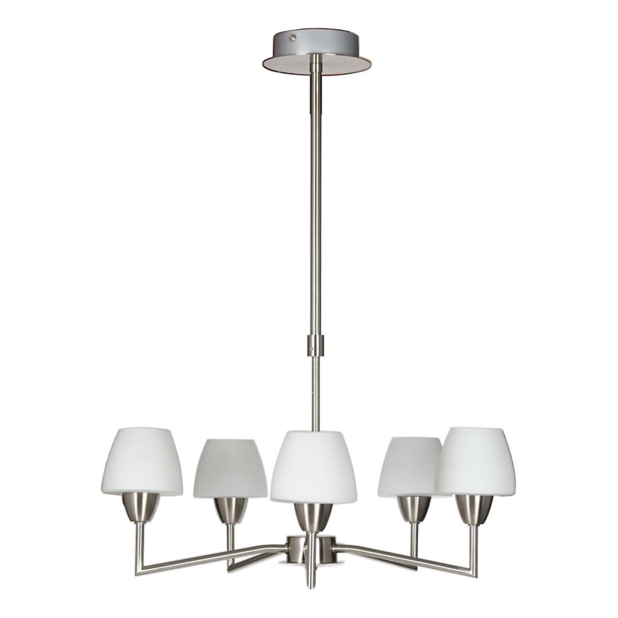Lampadario su asta TOGO 5xG9/40W/230V cromo satinato/bianco