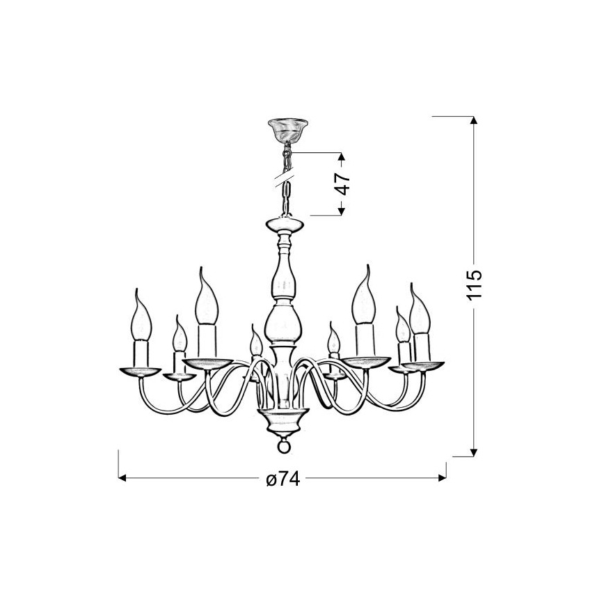 Lampadario su catena BELLAGIO 8xE14/40W/230V