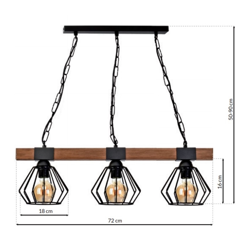 Lampadario su catena  ULF 3xE27/60W/230V