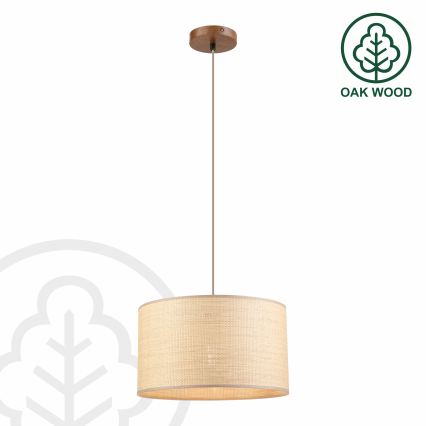 Lampadario su cavo AIDA 1xE27/15W/230V Ø 35 cm rovere/rafia