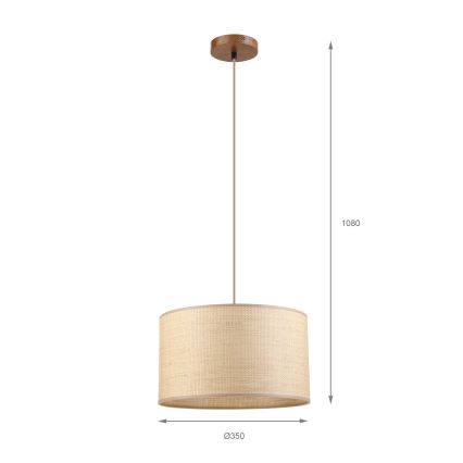 Lampadario su cavo AIDA 1xE27/15W/230V Ø 35 cm rovere/rafia