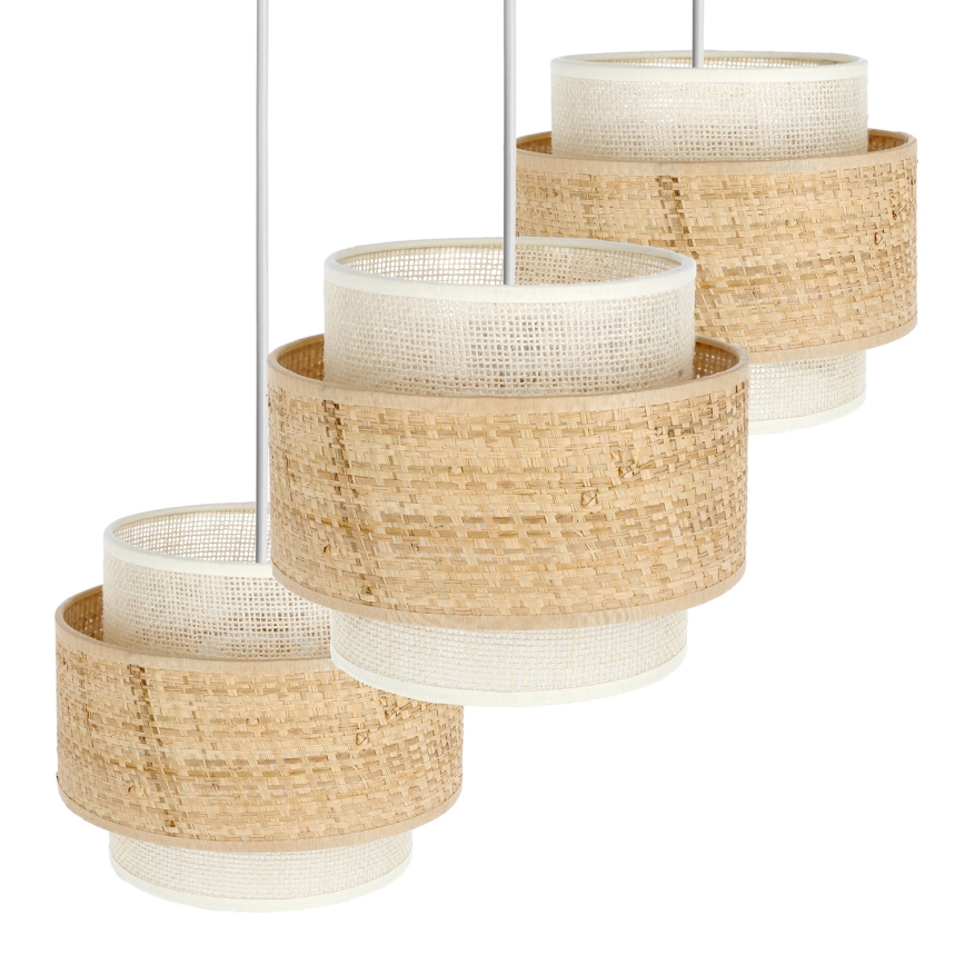 Lampadario su cavo BOHO 3xE27/60W/230V iuta/crema