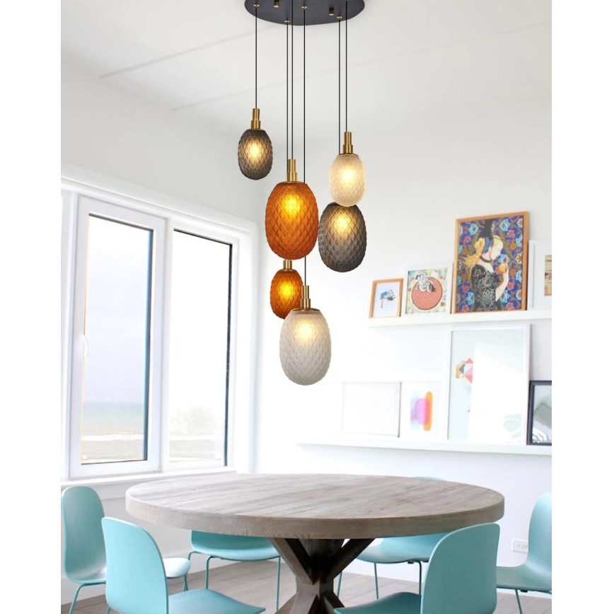 Lampadario su cavo CACTUS 6xG9/5W/230V rame/grigio/bianco