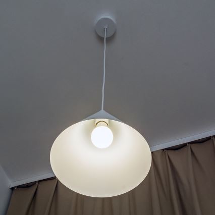 Lampadario su cavo ETNA II 1xE27/15W/230V pr. 25 cm bianco