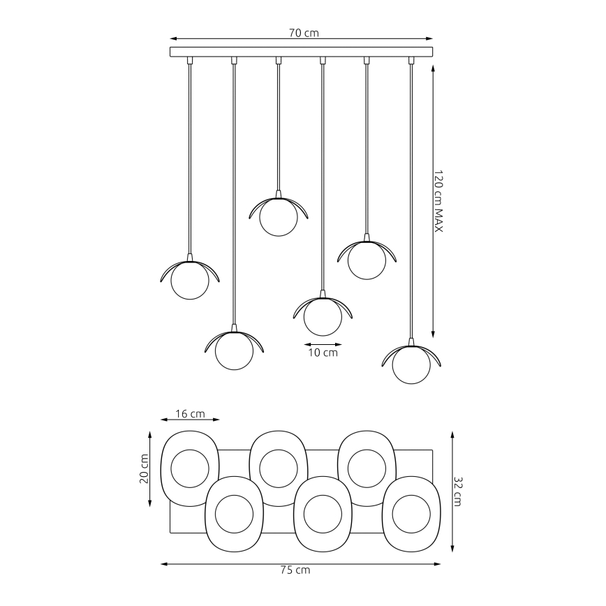 Lampadario su cavo RITUAL 6xG9/8W/230V nero