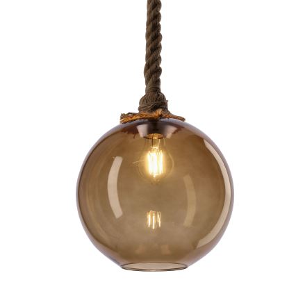 Lampadario su cavo SHEDON 1xE27/40W/230V beige fumo