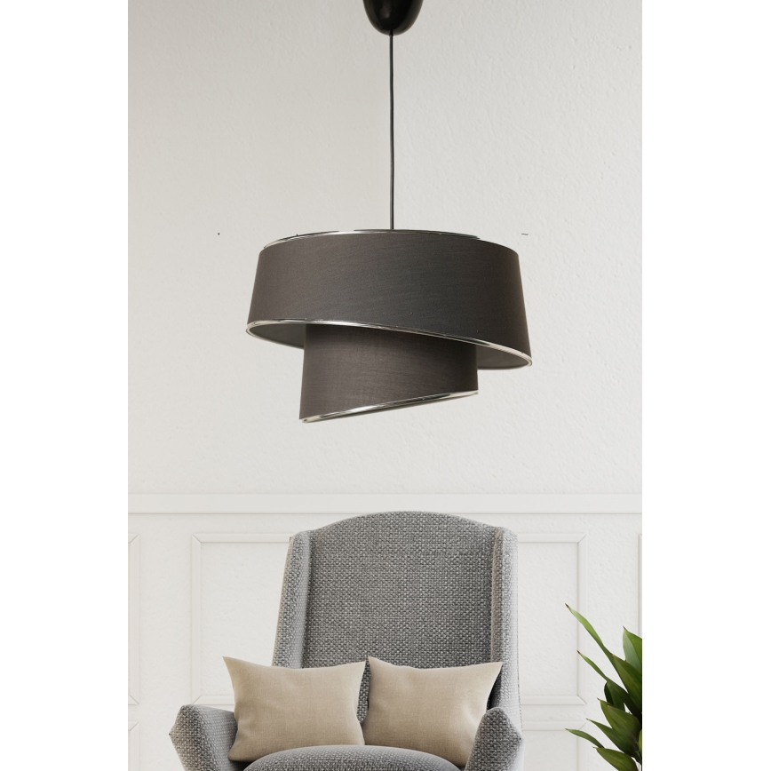 Lampadario su corda BARETTE 1xE27/60W/230V antracite/cromo lucido