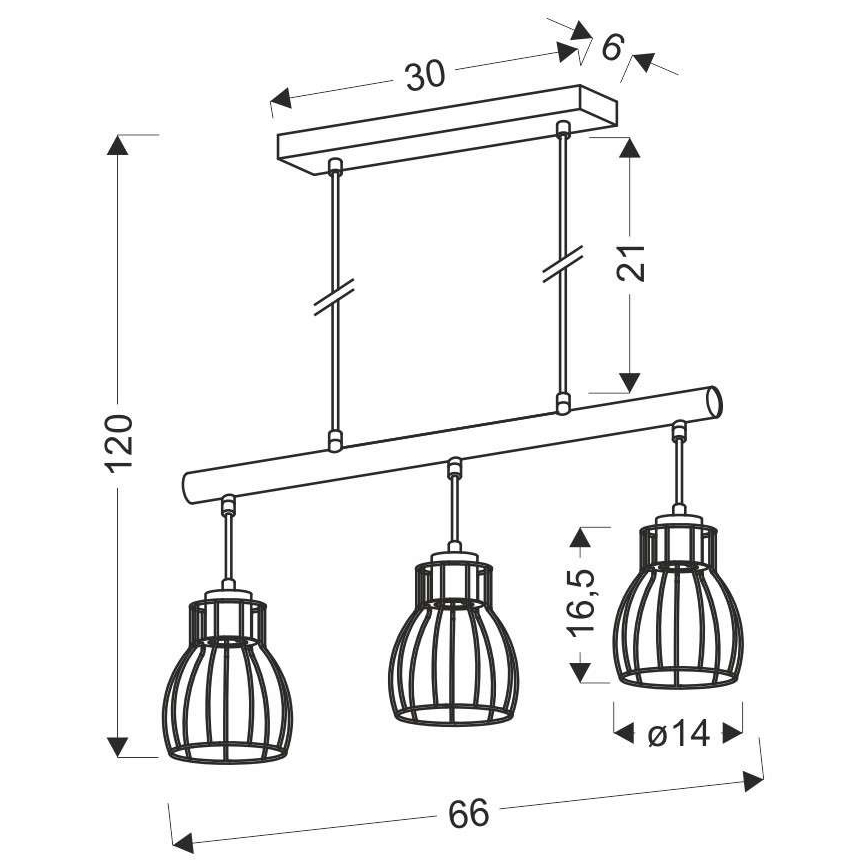 Lampadario su corda BERNITA 3xE27/60W/230V