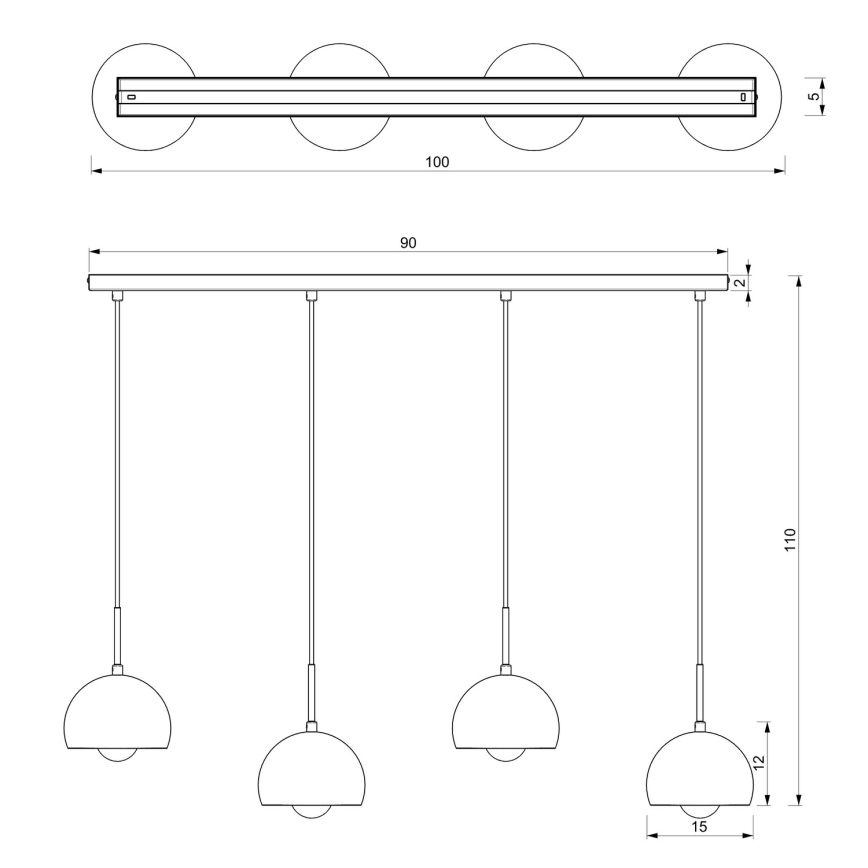 Lampadario su corda  COOL 4xE27/60W/230V nero