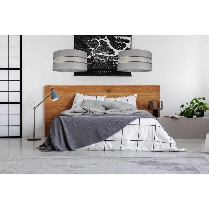 Lampadario su corda   CORAL 1xE27/60W/230V d. 40 cm grigio