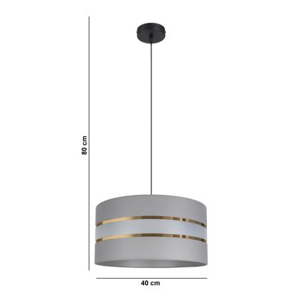 Lampadario su corda   CORAL 1xE27/60W/230V d. 40 cm grigio