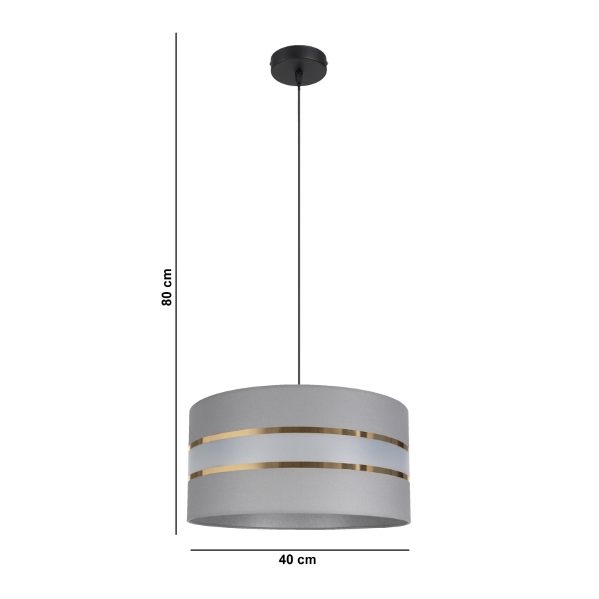 Lampadario su corda   CORAL 1xE27/60W/230V d. 40 cm grigio