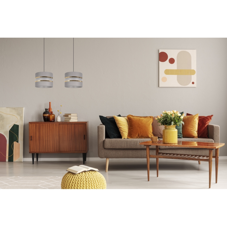 Lampadario su corda CORAL 2xE27/60W/230V grigio
