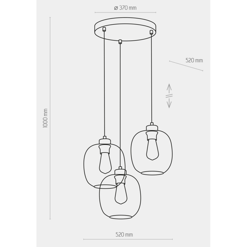 Lampadario su corda  ELIO 3xE27/15W/230V
