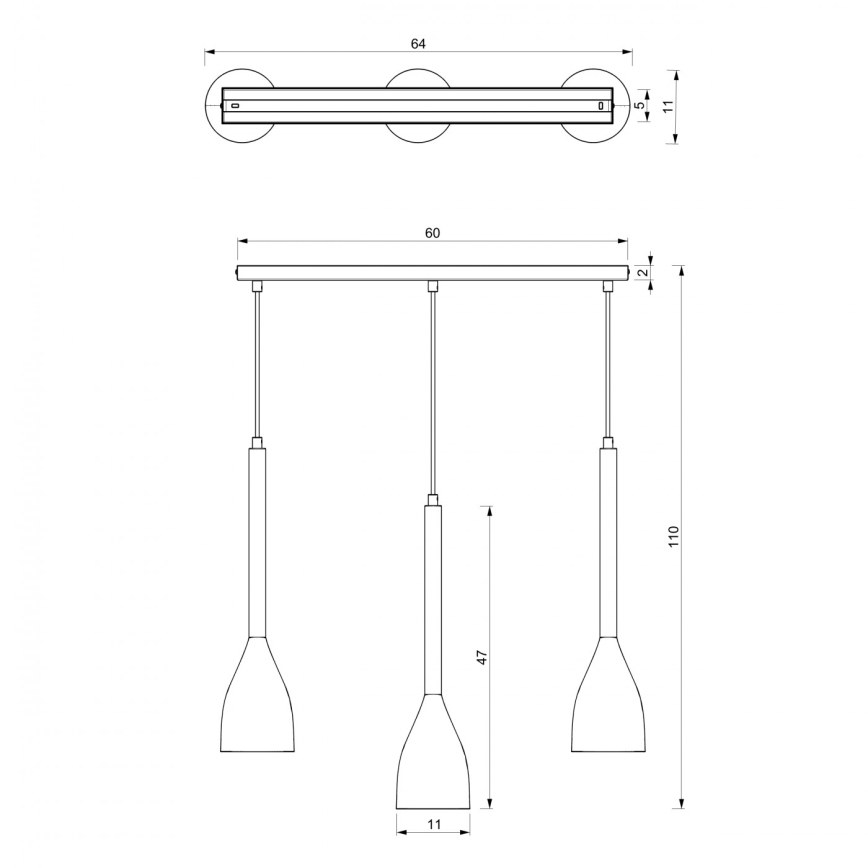 Lampadario su corda ISTAPPAR 3xE27/60W/230V nero