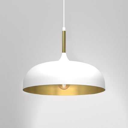 Lampadario su corda LINCOLN 1xE27/60W/230V d. 35 cm bianco