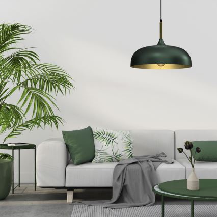 Lampadario su corda LINCOLN 1xE27/60W/230V d. 35 cm verde