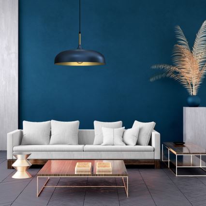 Lampadario su corda LINCOLN 1xE27/60W/230V d. 45 cm blu