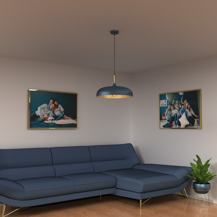 Lampadario su corda LINCOLN 1xE27/60W/230V d. 45 cm blu