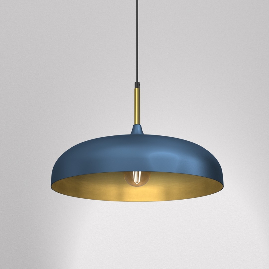 Lampadario su corda LINCOLN 1xE27/60W/230V d. 45 cm blu