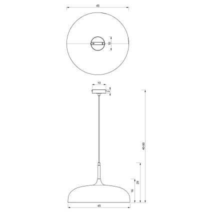 Lampadario su corda LINCOLN 1xE27/60W/230V d. 45 cm blu