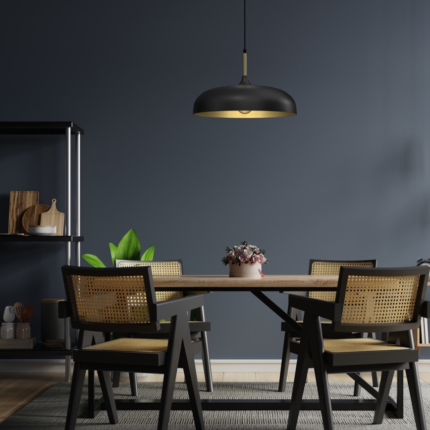 Lampadario su corda LINCOLN 1xE27/60W/230V d. 45 cm nero