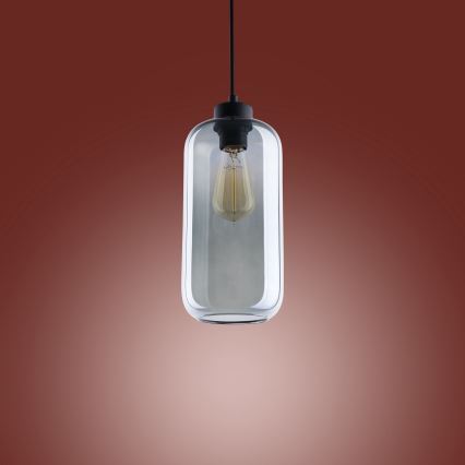 Lampadario su corda  MARCO 1xE27/60W/230V nero