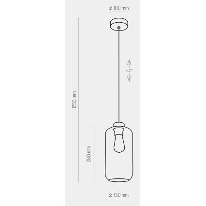 Lampadario su corda  MARCO 1xE27/60W/230V nero