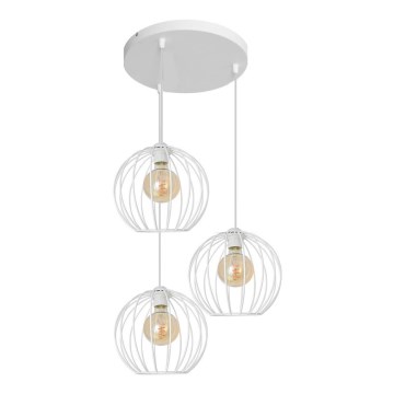 Lampadario su corda  MERCURE 3xE27/15W/230V bianco