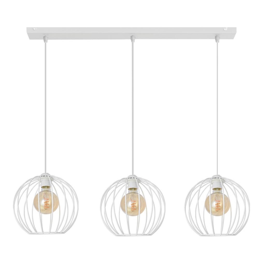 Lampadario su corda  MERCURE 3xE27/15W/230V bianco