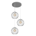 Lampadario su corda  MERCURE 3xE27/15W/230V grigio