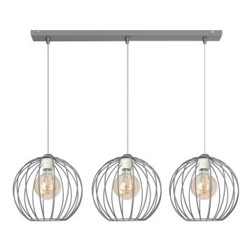 Lampadario su corda  MERCURE 3xE27/15W/230V grigio