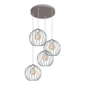 Lampadario su corda  MERCURE 4xE27/15W/230V grigio
