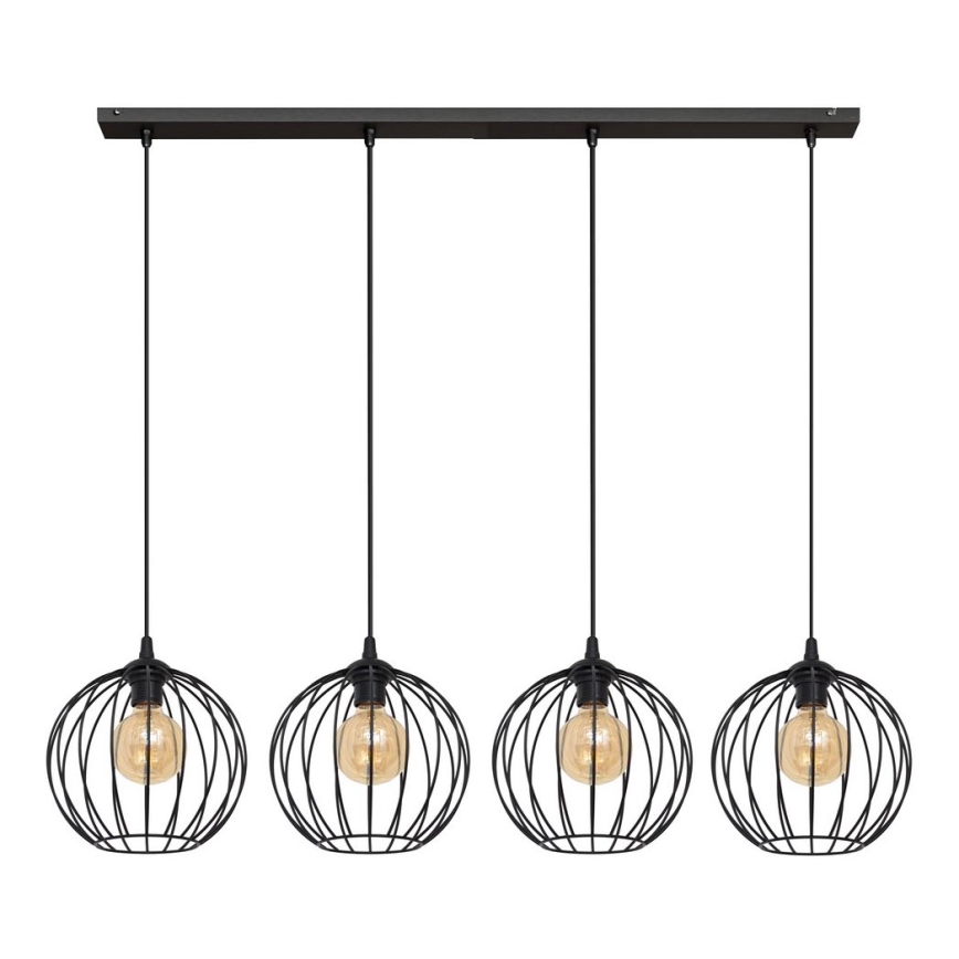 Lampadario su corda MERCURE 4xE27/15W/230V nero