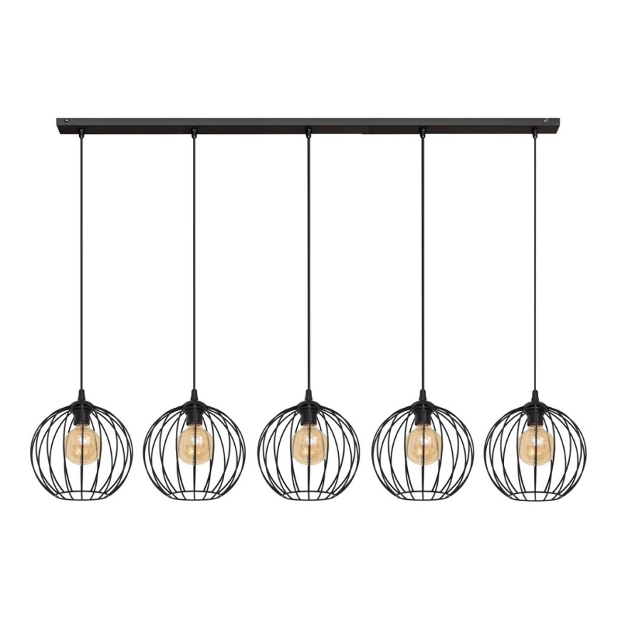 Lampadario su corda MERCURE 5xE27/15W/230V nero