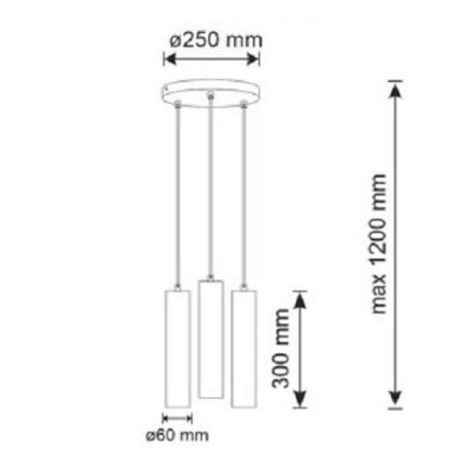 Lampadario su corda NAPOLI 3xGU10/8W/230V