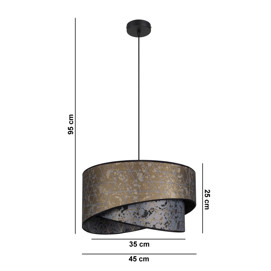 Lampadario su corda REZO 1xE27/60W/230V grigio/oro