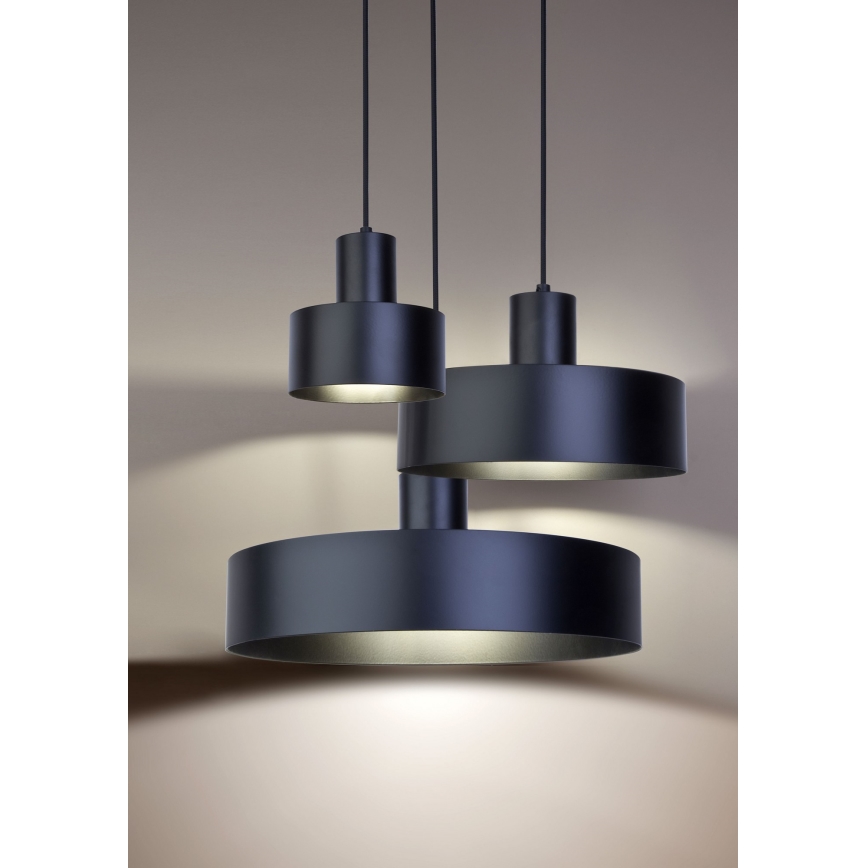 Lampadario su corda RIF 1xE27/60W/230V d. 35 cm nero